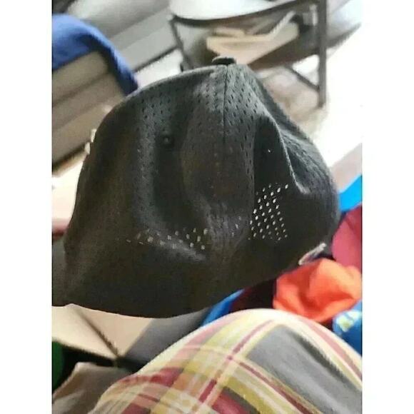 Champion Script Spellout Logo Baseball Hat Cap Black Stretch Mesh L/XL - Picture 2 of 5